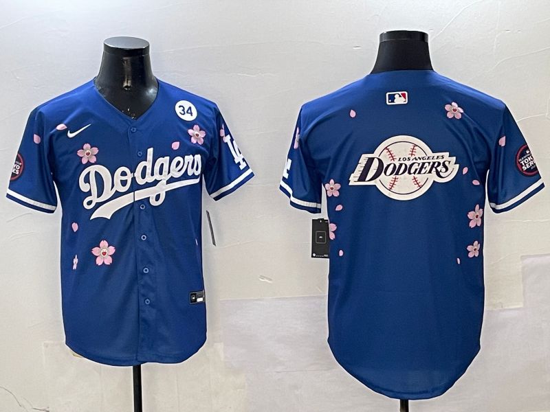 Men Los Angeles Dodgers Blank Blue Sakura Edition 2025 Nike MLB Jersey style 29
